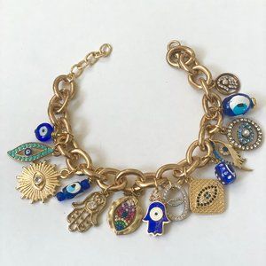 Charm Bracelet Good Luck Evil Eye Hamsa Health Lucky Vintage Style One of A Kind